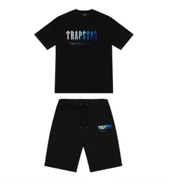 brand 22ss Trapstar New Men's t Shirt Short Sleeve Outfit Chenille Tracksuit Black Cotton London Streetwear Motion design 687ess