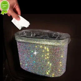 New Diamond Car Garbage Bin Strash Can Trash Can Storage Box Tyling for Pront Pack Back Holder Bling Crystal Auto Interior