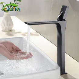 Bathroom Sink Faucets Hownifety Black Chrome Bathroom Basin Faucet Short or Tall Cold Water Mixer Crane Tap Deck Mount Tapware Soft Water Wash 230531