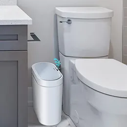 Bidoni per rifiuti Stretto Bagno Smart Trash Can 9L Bidone della spazzatura automatico elettronico Bintoilet Bidone del sensore impermeabile 230531