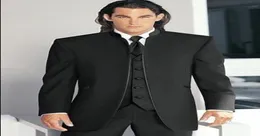 High Quality Groom Tuxedos Black Stand Collar Groomsmen Man Suit Wedding Mens Suits JacketPantsVestTie J2366536043