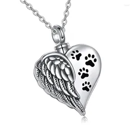 Collane con ciondolo Gioielli per cremazione Collana con urna per ceneri a forma di cuore Angelo Ala Memorial Pet Memory Dog