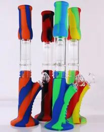 Hookahs 14039039 New Arrival Silicone Bongs with Glass 8 Arms Tree Perc Durable Silica Gel Bong Dab Oil Rigs for Smoking pip8107558