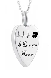 Cremation Jewelry Electrocardiogram Urn Necklace for Ashes I Love you Forever Stainless Steel Heart Memorial Pendant2391695