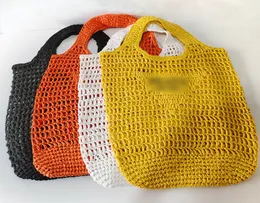 Bolsas de mão de luxo com letras grandes para meninas INS para crianças tecendo sacolas ocas para crianças bolsa de praia de ombro único bolsa de compras S0078