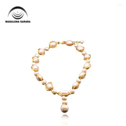 Bangle MADALENA SARARA Freshwater Pearl Bracelet Handmade Baroque Natural White Simple Style
