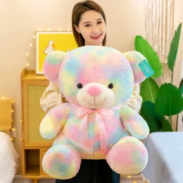 Super Cute Rainbow Teddy Bear Plush Toy Bed To Accompany The Doll Girl Birthday Present 35 cm