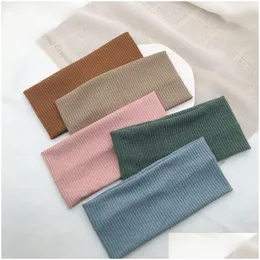 Headbands Stretch Knitted Cotton Headband Women Sports Soft Solid Color Fashion Casual Hair Accessories Elastic Bands Drop Delivery Dhc26