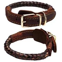 Collars Dog Collar Leather eightstrand Braided Leather Collar for a dog Real Leather Collar big Braided large Dog Leather Collar