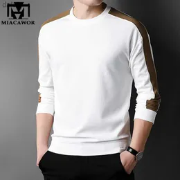 Ny helt lyxig full ärm T-skjortor Autumn Winter Fashion Patchwork O-Neck Top Tees Korean Casual Men kläder T1251 L230520