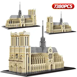 7380pcs Diamond Mini Notre-Dame de Paris Model Building Bloks Architektura Kościoła Tybetu Potala Pałac Zabawki dla dzieci Q278O