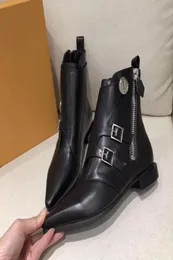 New Designer Jumble flat ankle boot Martin boots for women calf leather winter boots pointed toe Sexy shoes big size 7col5094756