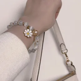 Niche -ontwerp frisse en eenvoudige natuurlijke jade armband vrouwelijk kleine witte chrysanthemum armband vrouwelijke vriendin cadeau sieraden