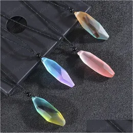 Pendant Necklaces Uni Wood Resin Necklace Adjustable Sweater Chain Vintage Black Long Rope Jewelry Drop Delivery Pendants Dhskq