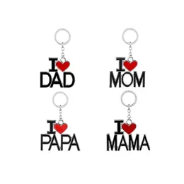 Nyckelringar med brev jag älskar pappa mamma pappa mamma röda hjärtringkedjor för fäder dag mödrar gåva droppe leverans smycken dhqxh