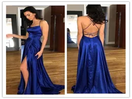 Simple Stain Royal Blue Sexy Backless Prom Evening Dresses Simple Formal Party Dress1038323