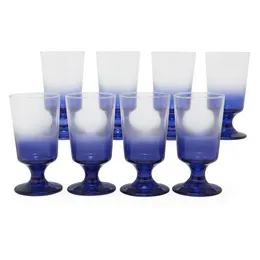 Grecian Blue Ombre Glass Drinkware Set, 8 조각 Drew Barrymore Flower Home
