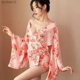 섹시한 에로틱 란제리 목욕 가운 재미있는 유니폼 에로틱 의상 섹스 게임 여성 일본 기모노 사쿠라 드레스 베이비 폴 속옷 양복 l230518