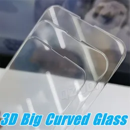 HD Premium Transparent skärmskydd Fodralvänligt tempererat glas för iPhone 15 14 Pro Max 14Pro 13 12 11 XR XS 7 8 Plus ingen svart kantfilm 3D Big krökt klart glas