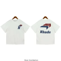 Designer Men's T-Shirts 2023 Summer New RHUDE Simple Print Women's Youth Short Sleeve T-Shirt