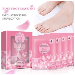 Care Rose Pedicure Set Foot Massage Jelly Bath Salts for Feet Remove Dead Skin Heels Foot Mask Anti Cracking Cream Spa and Home Use