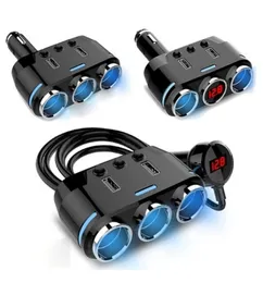Universal 3 Way Auto Car Cigarette Lighter Socket Splitter Plug LED USB Charger Adapter For Phone MP3 DVR Accessories8970996