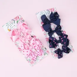 Hair Accessories Bows Alligator Clips Hairpins Girls Woman Children Print Dot Ribbon Bowknot Hairgrip Headwear 4pcs/Set HC164