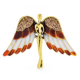 دبابيس دبابيس Wuli Baby Rhinestone Angel's Angel للجنسين المينا الكبيرة مجنح الحفلات الجنية هدية بروش G230529