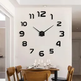 壁の時計ムーセイン2023ホームデコレーションクロックウォッチ3D DIYアクリルミラーステッカーミュートムーブメントクォーツフリー