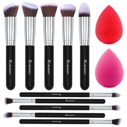 Makeup Brush Set, Premium Synthetic Powder Foundation Brushes with Beauty Sponges, 10 2 Pcs