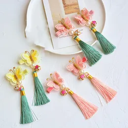 Hair Clips 1 Pair Children's Hairpin Cute Girl's Tassel Step Ornament Chinese Style Pink/red Butterfly Ancient Costume Headdress