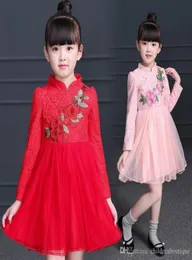 2018 Girls Clothing New Year Dress Spring Autumn Winter Flower Girls Princess Party Dress Cheongsam Chinese Style Kids Dresses Bir2386748