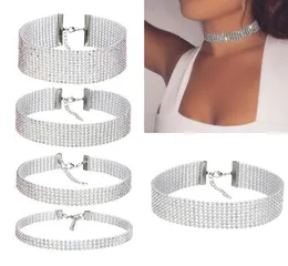 Cheap Fashion Women Full Crystal Rhinestone Chokers Necklace For Women Silver Jewelry Colored Diamond Statement Necklace2996590