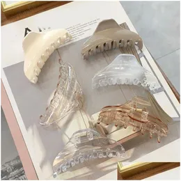 Clamps Transparent Hair Claws Solid Color Acrylic Barrette Vintage Simple Elegant Accessories Ponytail Clip Drop Delivery Jewelry Ha Dha7A