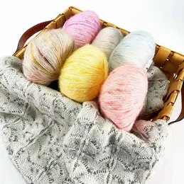 원사 25G 5PCS Mohair Mohair Crocheted Ticolor Wool 블렌드 166m Encajes y Puntillas 무료 컷 저렴한 니트 원사 P230601