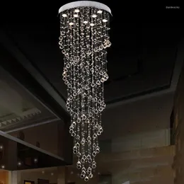 Lampadari LED K9 Modern Crystal Lights Apparecchio per scale duplex Lampade a doppia elica El Lobby Illuminazione a spirale