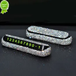 New Diamond Crystal Hideable Temporary Car Parking Card Phone Number Card Plate Telephone Number Card Rhinestones Car Stickers