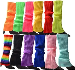 80s Women Neon Leg Warmers Costume Accessories Knit Ribbed Legwarmers Boots Socks Covers for Party Dance Mardi Gras Carnival 16inc5235447