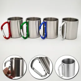 Tumblers 180ml stainless steel cup used for outdoor camping trips with handle buckle climbing backpack hiking portable 230531