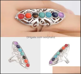 Band Rings Jewelry Natural Stone Alloy Men Women Plate With Sier Ring Colorf Energy Personality 3 65Cz Omzcu3544000