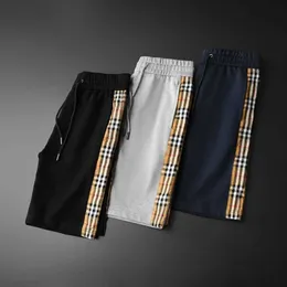 Wholesale Designer B urberry short and pants on sale Fashion Brand High End Sports Pants Men's Casual Checkered Shorts Grey Split Terry Fabric