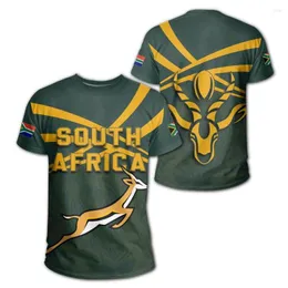 Herr t-skjortor sydafrikanska springbok unik t-shirt skrapstil herrkläder zon casual tryck gata