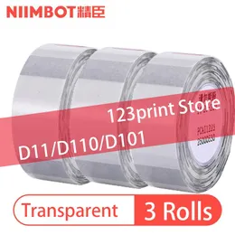 Paper 3 Rolls NiiMBOT D11/D110 Thermal Clear Label Name Sticker Waterproof Selfadhesive Paper Sticker JC Printer Label Paper