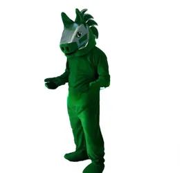 Cavalo Verde Grande Curto Desenho Animado de Pelúcia Performance Mascote Caminhada Fantoche Fantasia de Animal Fato de Festa Tamanho de Festa Natal