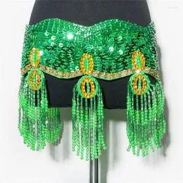 Scene Wear Women paljetter Belly Dancing Costume Dance Hip Scarf Wrap Beaded Belt Midje kedja Tribal Bellydance