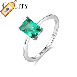 CZCITY Anelli di fidanzamento con pietre preziose verdi di lusso in argento sterling 925 di alta qualità Regali per gioielli Anello da dito per donna