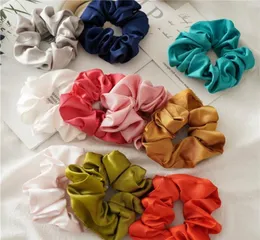 Pure silk elastic scrunchie for girls candy color princess hairbands children elastic ponytail holder designer women headbands 3195929833