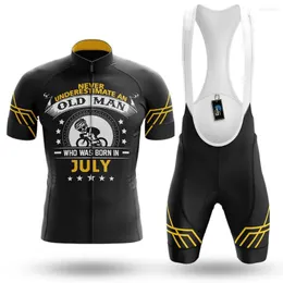 Racing Sets 2023 Mens Black Cycling Clothing Set Funny Born In July MTB Maillot Fashion Summer Road Bike Shirts Suit Bicycle Bib Shorts