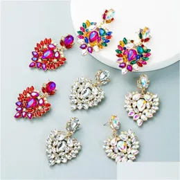 Dangle Chandelier Elegant Mti Color Crystal Earrings Trendy Colorf Rhinestone Heart Shaped Pendant Girls Ear Jewelry Drop Delivery Dh1W4