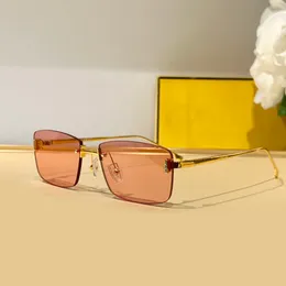 Gold Pink Rimless Sunglasses with Stones Women Men Summer Fashion Sunglasses Sunnies gafas de sol Sonnenbrille Shades UV400 Eyewear with Box